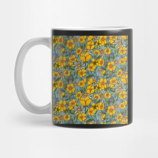 Retro seventies style buttercups floral pattern Mug